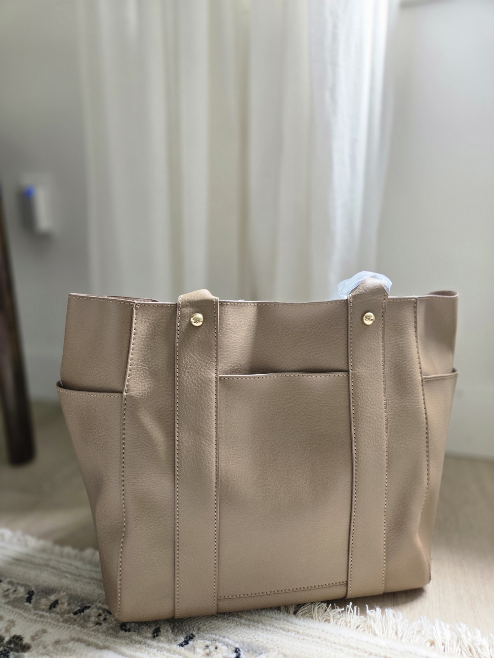 Multi-Pocket Tote Bag - Beige